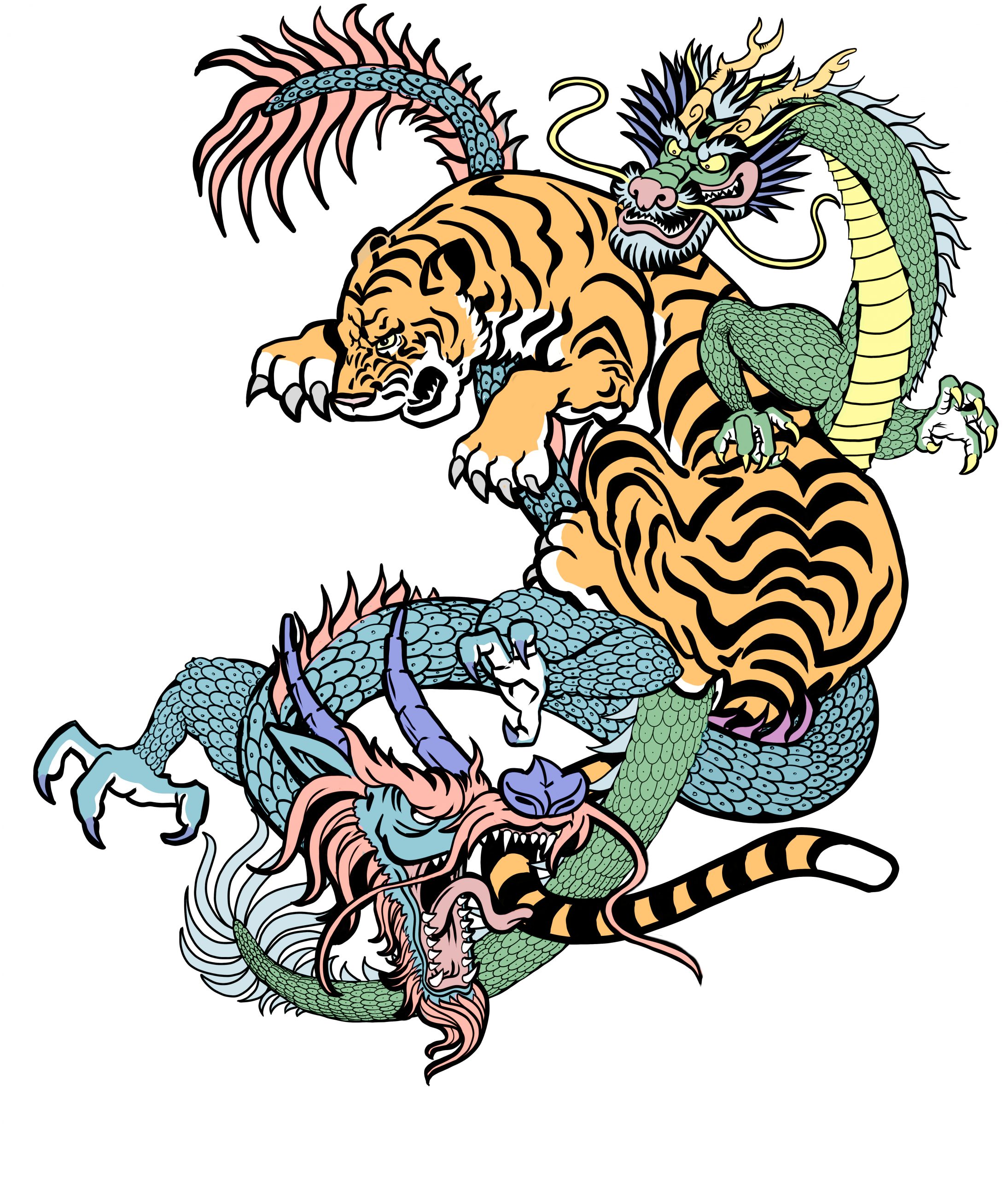 The tiger turned out cool, but I don't like the dragons very much.